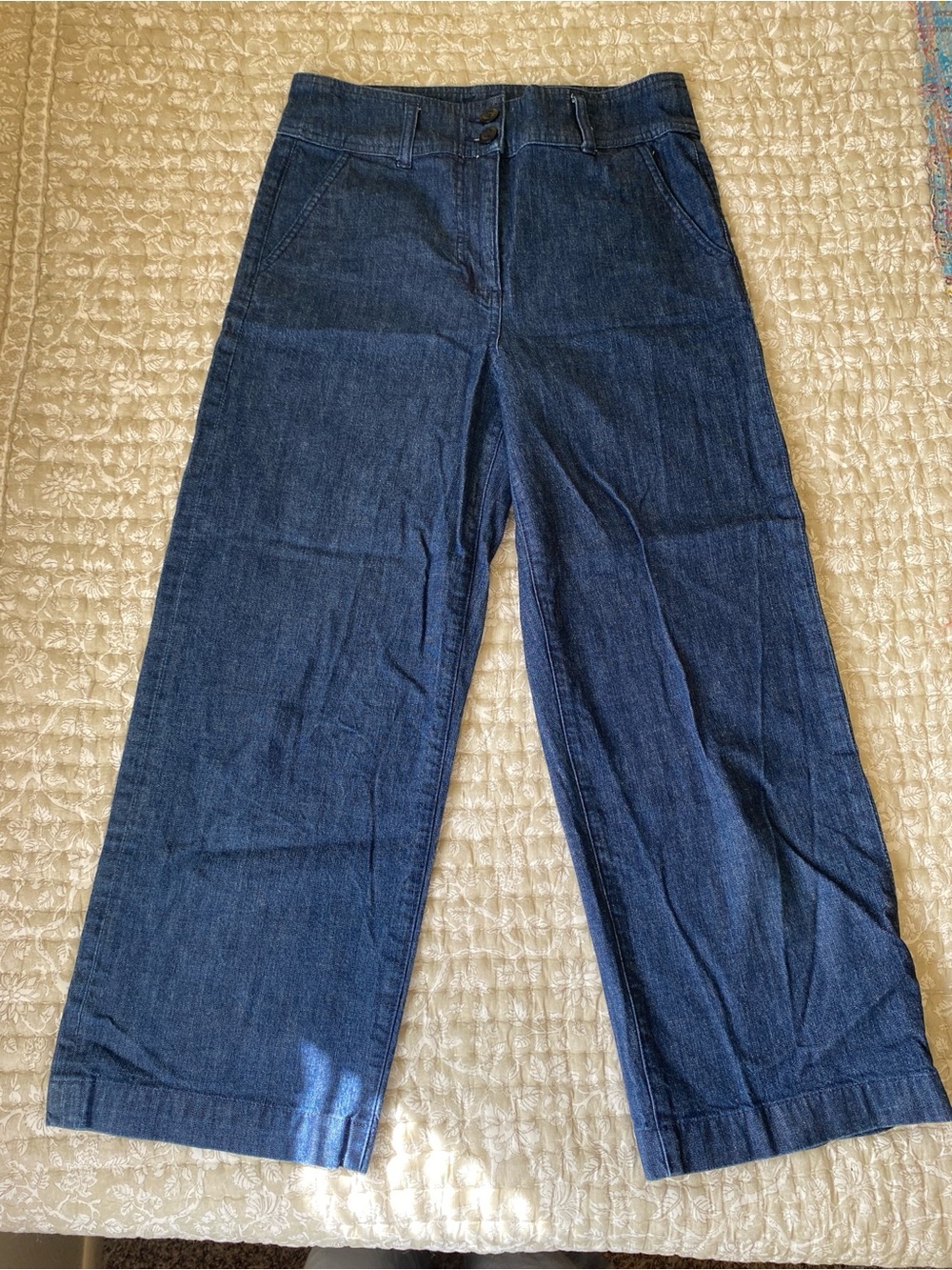 J. Crew Wide Leg, High Waist Dark Blue Women's Jeans